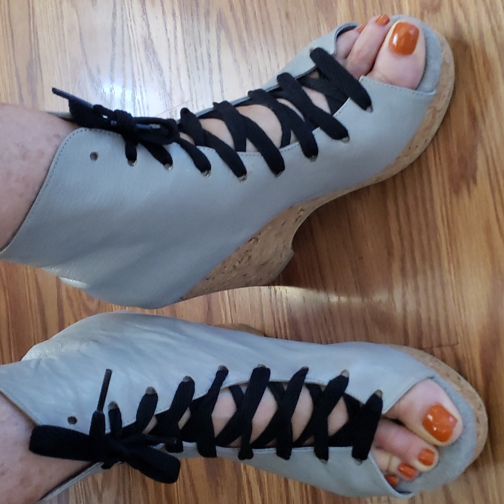 Custom made leather lace up ankle boots